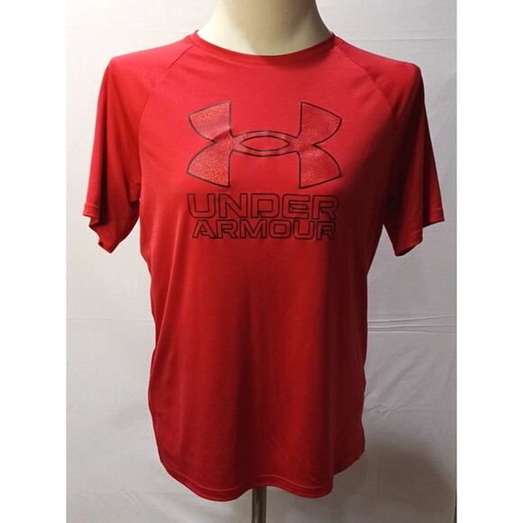 Under Armour YXL youth Extra Large Shirt Top Coral Black short sleeve athletic - Picture 1 of 9